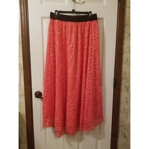 NWT Size L Lularoe Lucy pink lace skirt